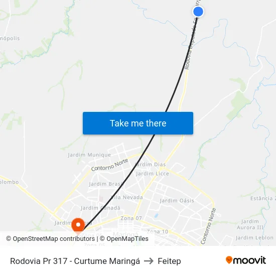 Rodovia Pr 317 - Curtume Maringá to Feitep map