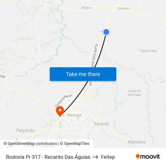 Rodovia Pr 317 - Recanto Das Águias to Feitep map