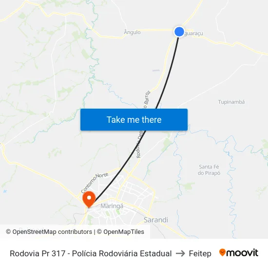 Rodovia Pr 317 - Polícia Rodoviária Estadual to Feitep map
