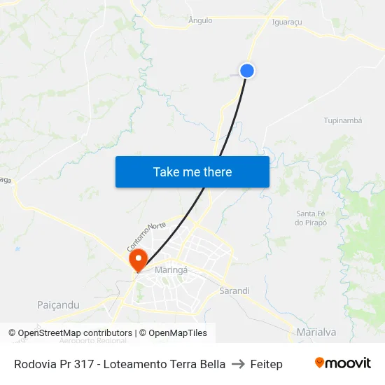 Rodovia Pr 317 - Loteamento Terra Bella to Feitep map
