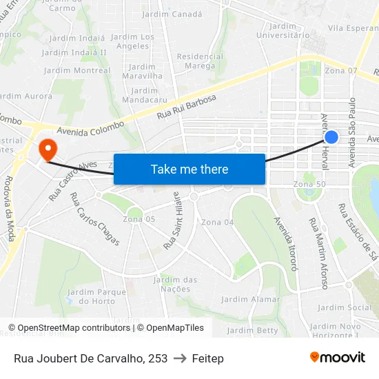 Rua Joubert De Carvalho, 253 to Feitep map