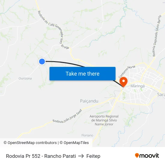 Rodovia Pr 552 - Rancho Parati to Feitep map