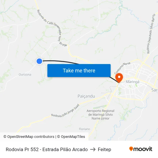 Rodovia Pr 552 - Estrada Pilão Arcado to Feitep map