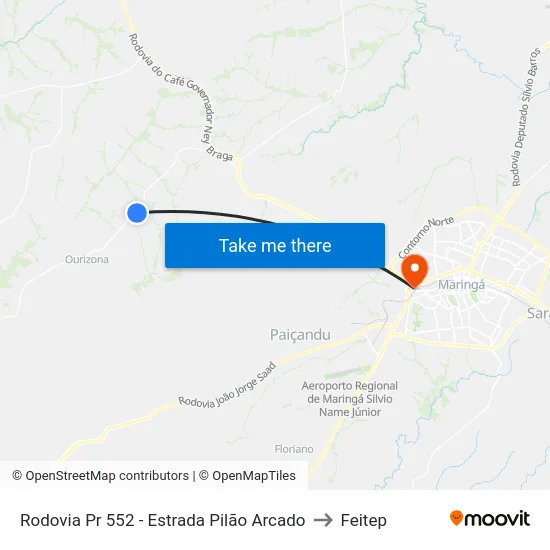 Rodovia Pr 552 - Estrada Pilão Arcado to Feitep map