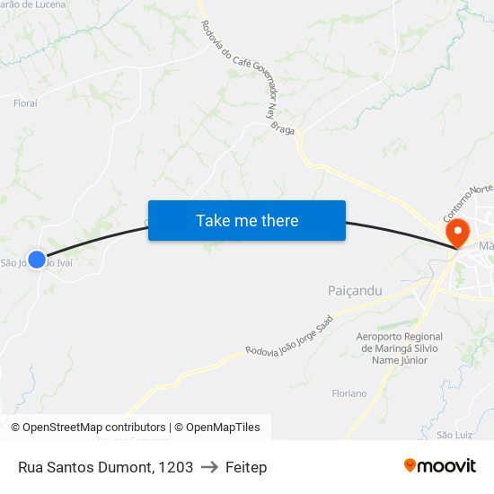 Rua Santos Dumont, 1203 to Feitep map