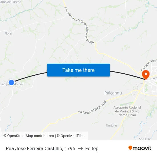 Rua José Ferreira Castilho, 1795 to Feitep map