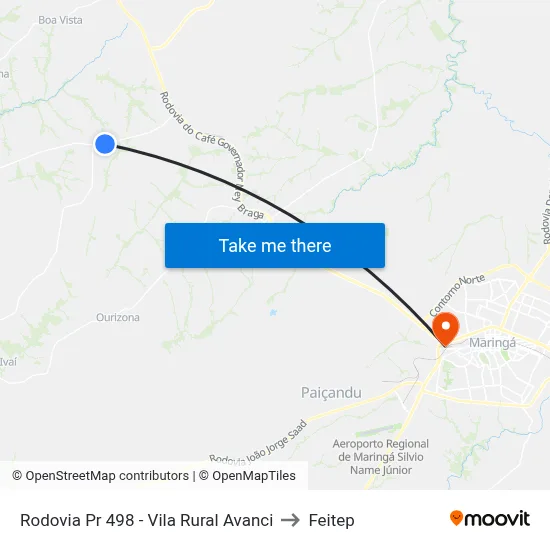 Rodovia Pr 498 - Vila Rural Avanci to Feitep map