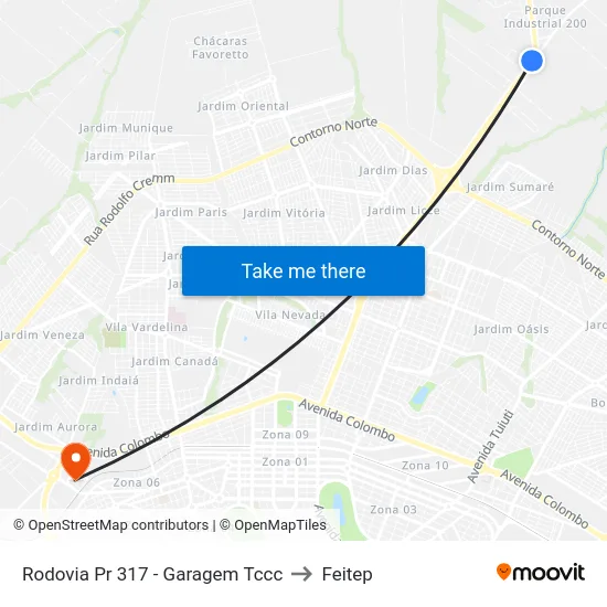 Rodovia Pr 317 - Garagem Tccc to Feitep map