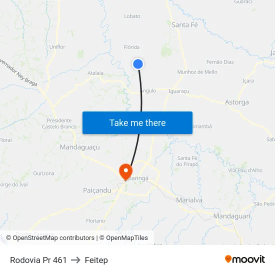 Rodovia Pr 461 to Feitep map