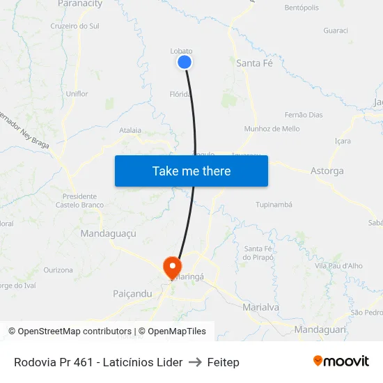 Rodovia Pr 461 - Laticínios Lider to Feitep map