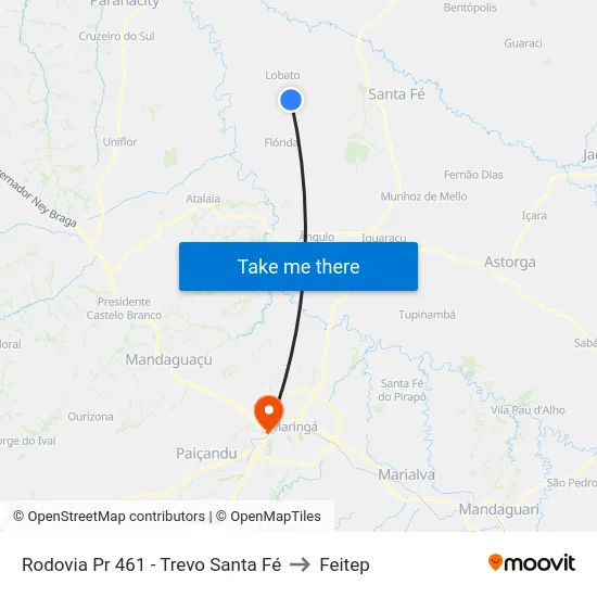 Rodovia Pr 461 - Trevo Santa Fé to Feitep map