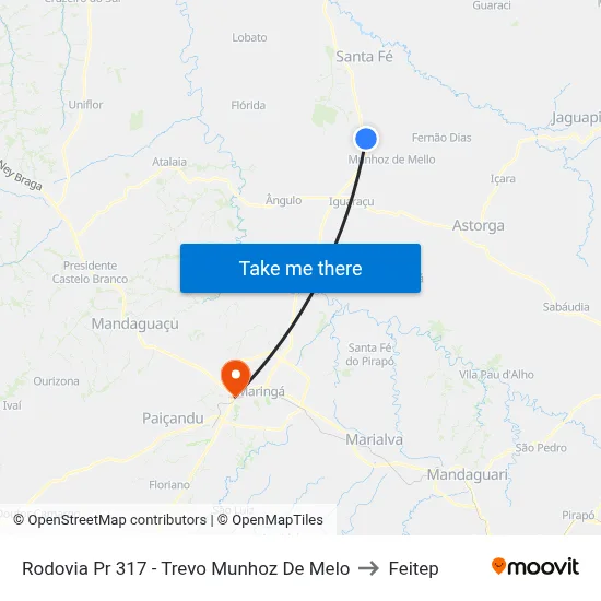 Rodovia Pr 317 - Trevo Munhoz De Melo to Feitep map