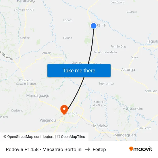 Rodovia Pr 458 - Macarrão Bortolini to Feitep map