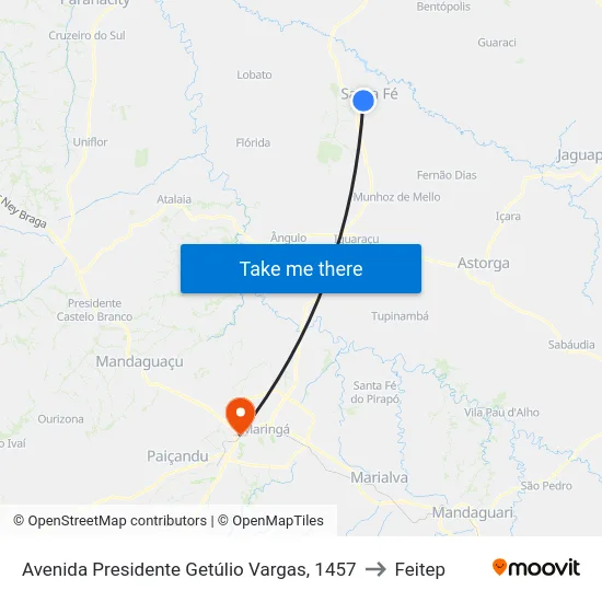 Avenida Presidente Getúlio Vargas, 1457 to Feitep map