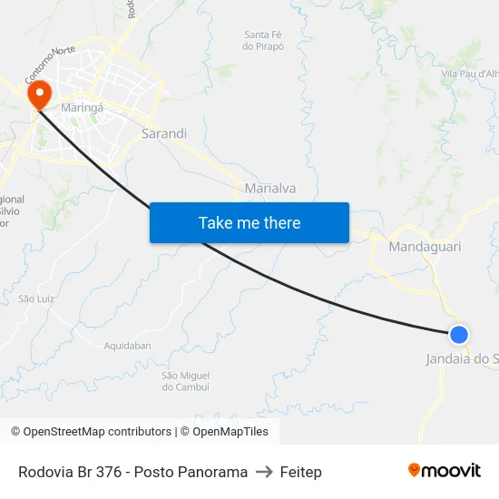 Rodovia Br 376 - Posto Panorama to Feitep map