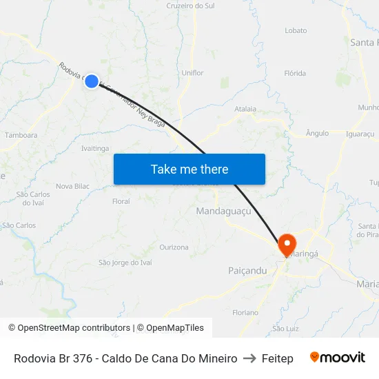 Rodovia Br 376 - Caldo De Cana Do Mineiro to Feitep map