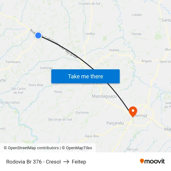 Rodovia Br 376 - Cresol to Feitep map