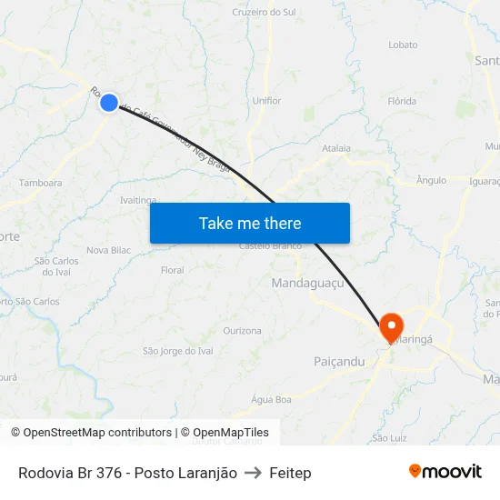 Rodovia Br 376 - Posto Laranjão to Feitep map