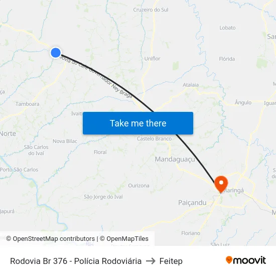 Rodovia Br 376 - Polícia Rodoviária to Feitep map