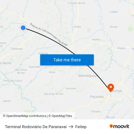 Terminal Rodoviário De Paranavaí to Feitep map