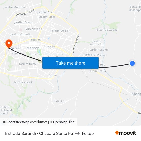 Estrada Sarandi - Chácara Santa Fé to Feitep map