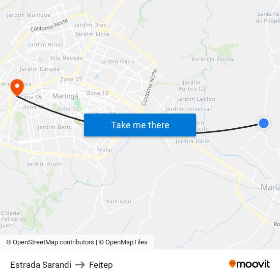 Estrada Sarandi to Feitep map