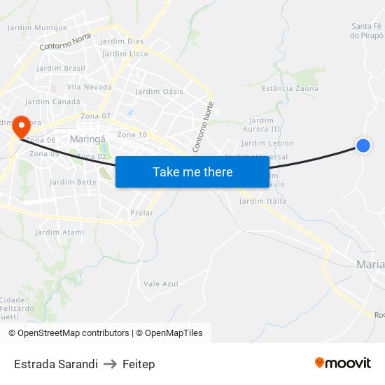Estrada Sarandi to Feitep map
