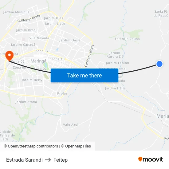 Estrada Sarandi to Feitep map