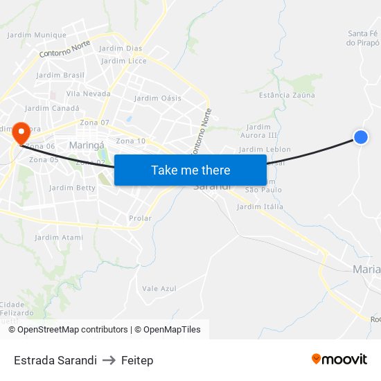 Estrada Sarandi to Feitep map
