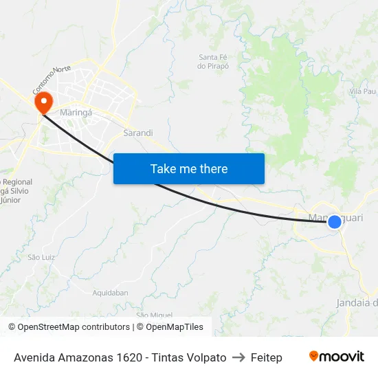 Avenida Amazonas 1620 - Tintas Volpato to Feitep map