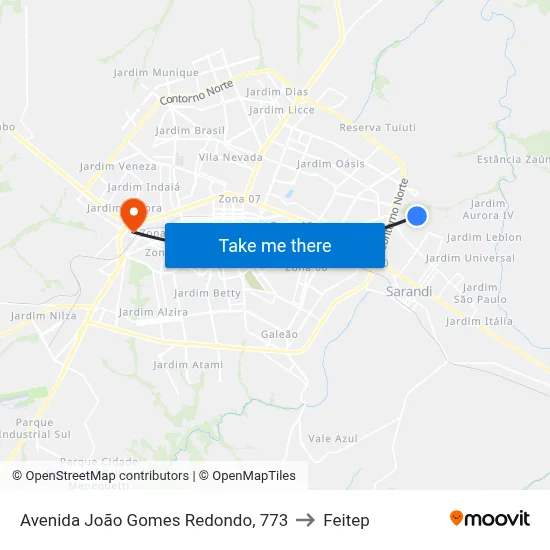 Avenida João Gomes Redondo, 773 to Feitep map