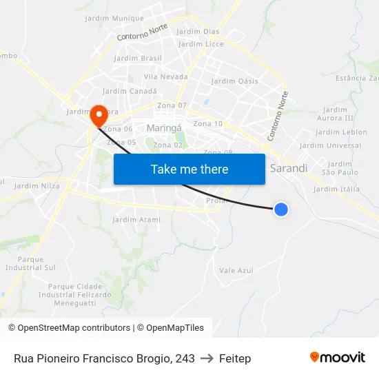 Rua Pioneiro Francisco Brogio, 243 to Feitep map