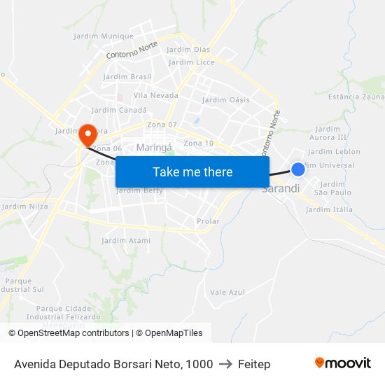 Avenida Deputado Borsari Neto, 1000 to Feitep map
