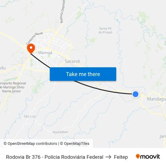 Rodovia Br 376 - Polícia Rodoviária Federal to Feitep map