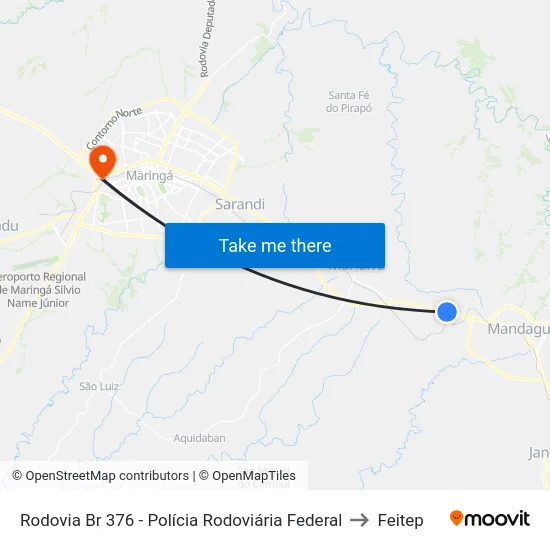 Rodovia Br 376 - Polícia Rodoviária Federal to Feitep map