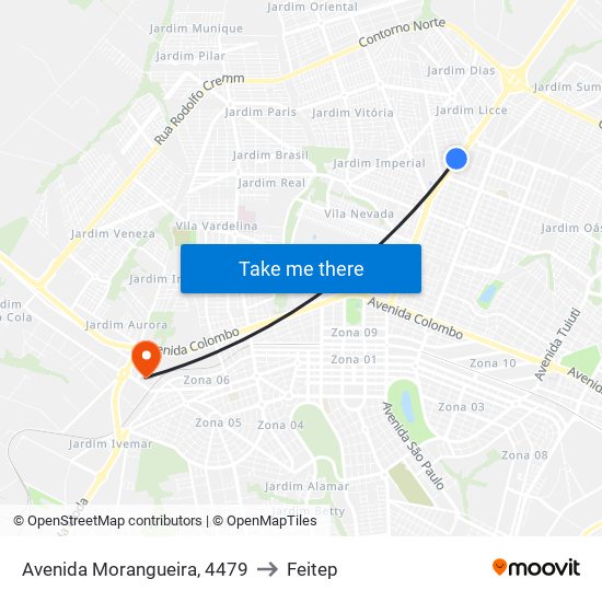 Avenida Morangueira, 4479 to Feitep map