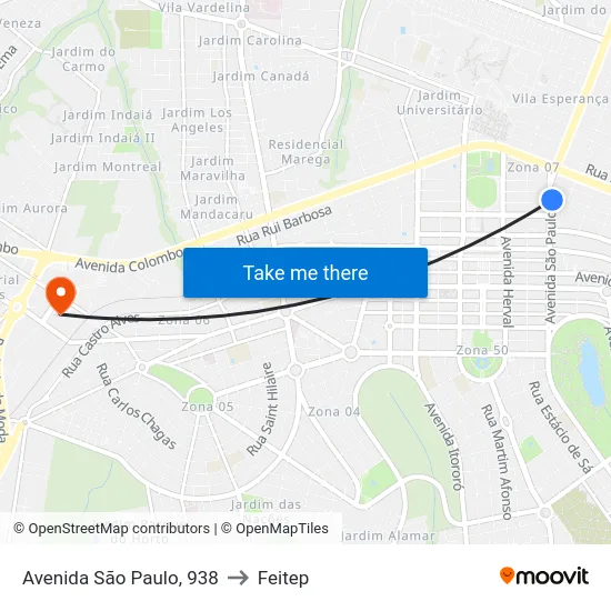 Avenida São Paulo, 938 to Feitep map