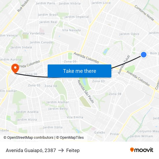 Avenida Guaiapó, 2387 to Feitep map