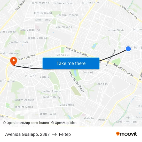 Avenida Guaiapó, 2387 to Feitep map