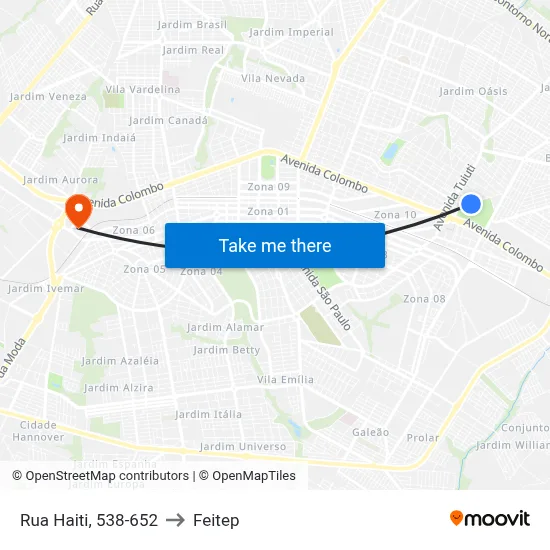 Rua Haiti, 538-652 to Feitep map