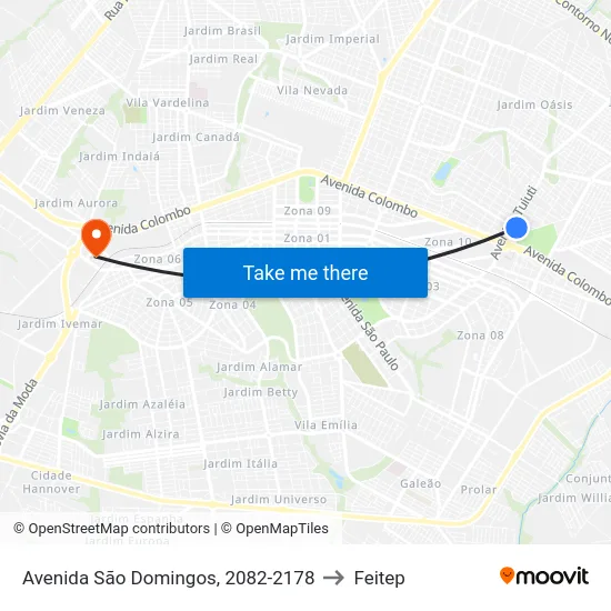 Avenida São Domingos, 2082-2178 to Feitep map