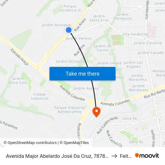 Avenida Major Abelardo José Da Cruz, 7878-7964 to Feitep map