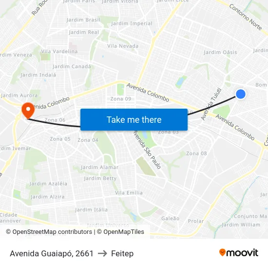 Avenida Guaiapó, 2661 to Feitep map