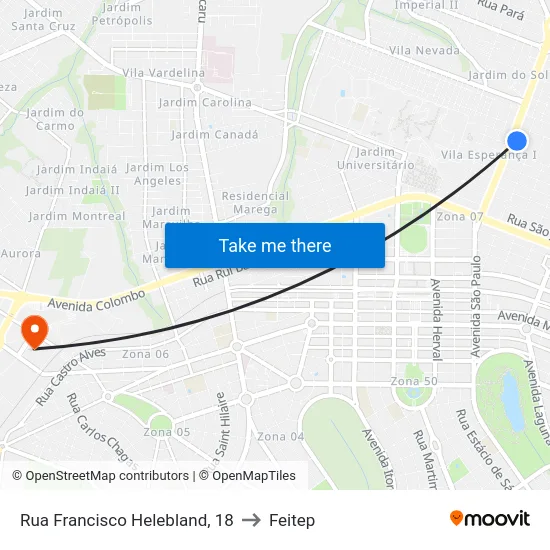 Rua Francisco Helebland, 18 to Feitep map