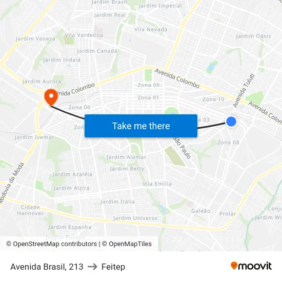 Avenida Brasil, 213 to Feitep map
