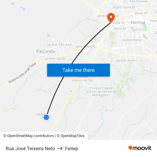 Rua José Teixeira Neto to Feitep map