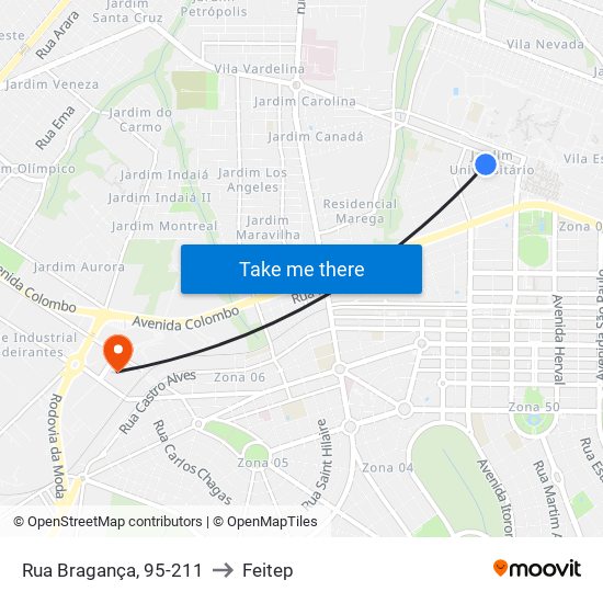 Rua Bragança, 95-211 to Feitep map