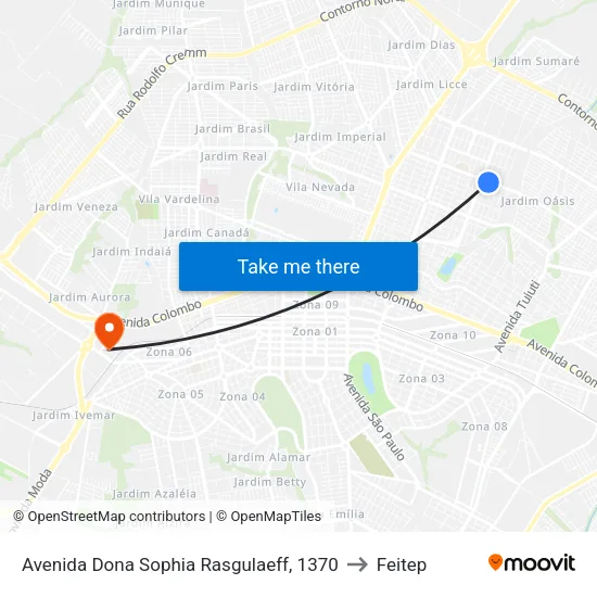 Avenida Dona Sophia Rasgulaeff, 1370 to Feitep map