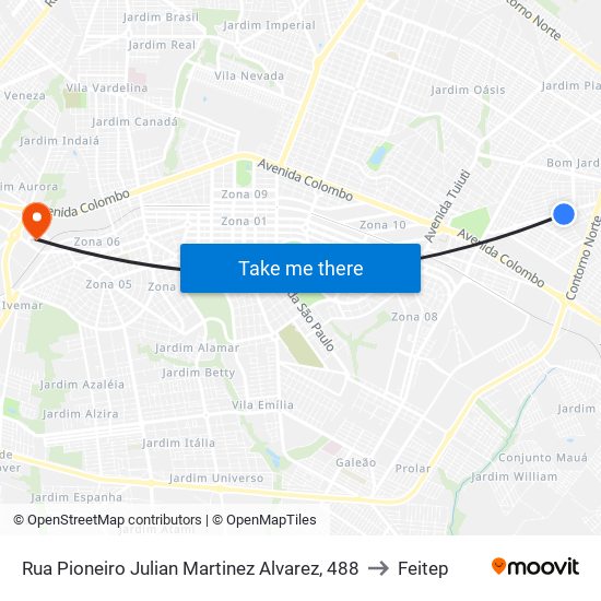 Rua Pioneiro Julian Martinez Alvarez, 488 to Feitep map