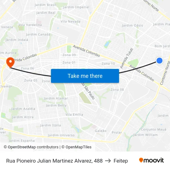 Rua Pioneiro Julian Martinez Alvarez, 488 to Feitep map